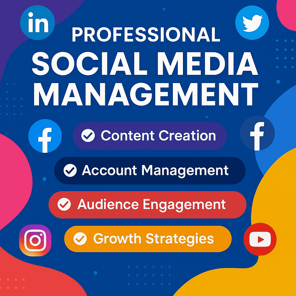I will professionally manage your social media platforms for growth and engagement