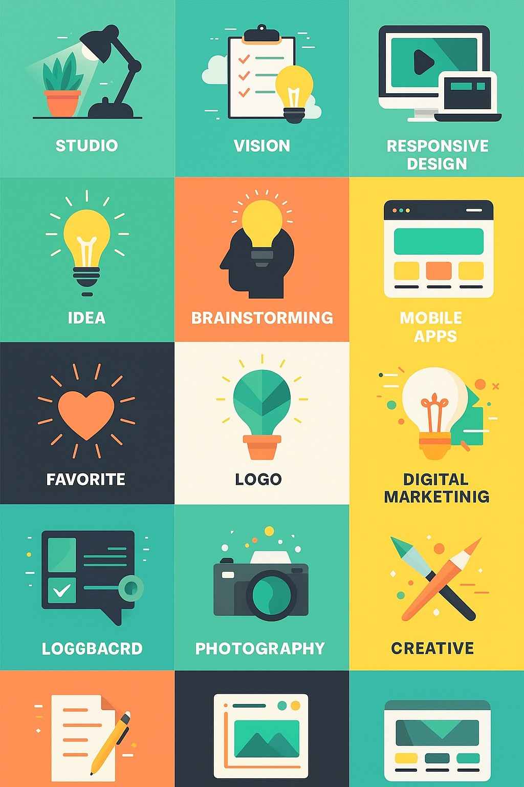 Modern Flat Icon Design for Web, Apps & Branding