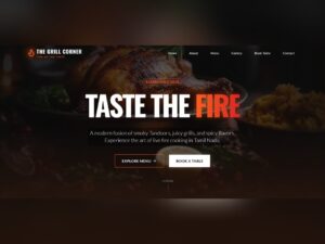 The Grill Corner | Restaurant Website, Booking Logics Implemented