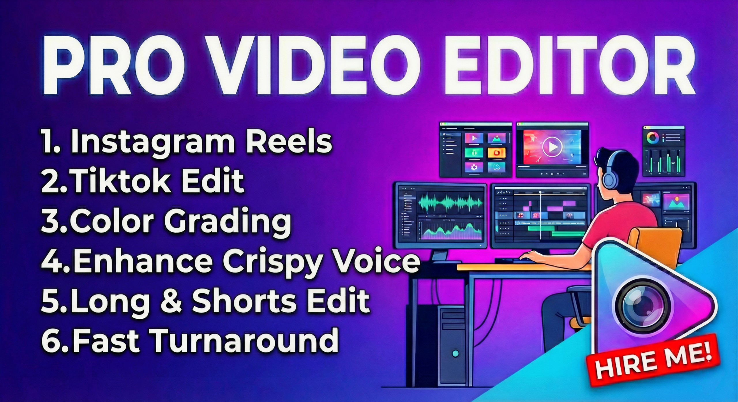 I will Edit Instagram Reels, Tiktok, YouTube Video, Enhance Voice Quality, Shorts Edit, Trending Reel Edit, Phonk Edit, Vlog Edit, Tech Edit,